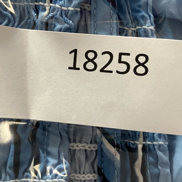 Loft Dress Womens Sz XLP Striped Poplin Smocked Bodice Midi Pocket Upstream Blue - Picture 9 of 9